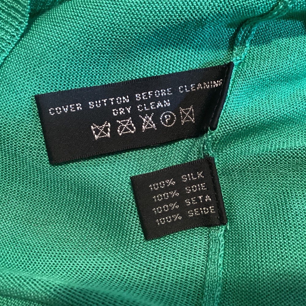 Vintage Ralph Lauren Black Label 100% Silk Cardigan Green S - Picture 9 of 9